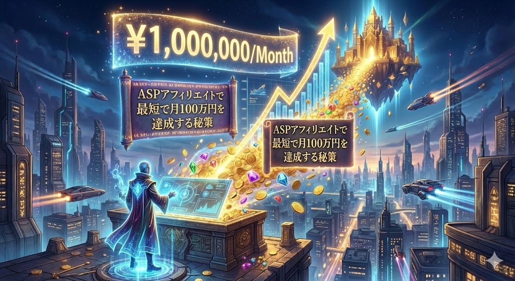 【超目玉特典】ASPアフィリエイトで最短で月100万円を達成する秘策